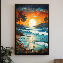 Tropical Sunset Beachscape Travel Poster