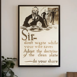 Vintage WWI Food Conservation Propaganda Poster PosterGoat