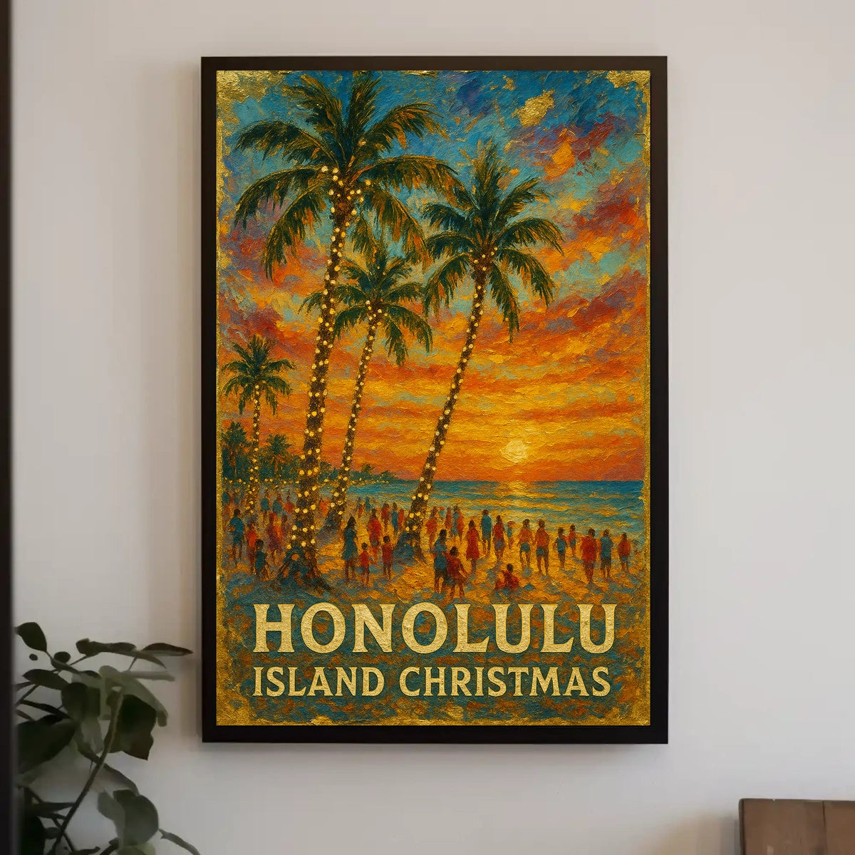 Honolulu Island Christmas Poster