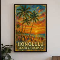 Honolulu Island Christmas Poster