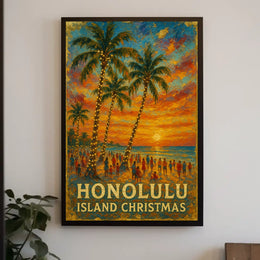 Honolulu Island Christmas Poster
