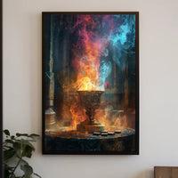 Mystical Chalice with Swirling Flames Fantasy Poster PosterGoat