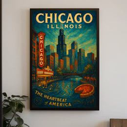 Chicago Poster The Heartbeat Of America For City Lovers