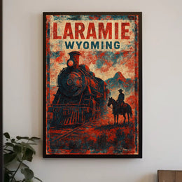 Laramie Cityscape Wyoming Travel Inspired Photography Realism Digital Painting Poster