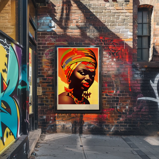 Bold African Woman Closeup Tribal Style Travel Poster