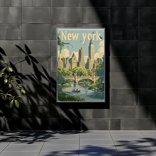 New York Central Park Vintage Poster