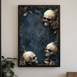 Gothic Skulls and Roses Art Print Poster