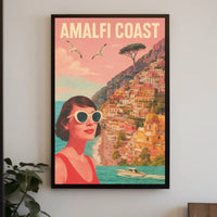 Amalfi Coast Vintage Travel Poster Wall Art Decor Print