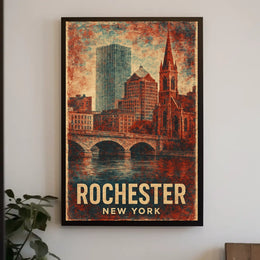 Rochester Architecture Vintage Travel Art Poster