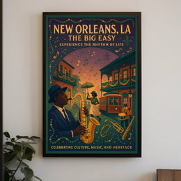 New Orleans Vintage Music Scene Art Poster