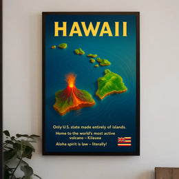 Hawaii Islands Volcano Infographic Poster: Vibrant & Educational