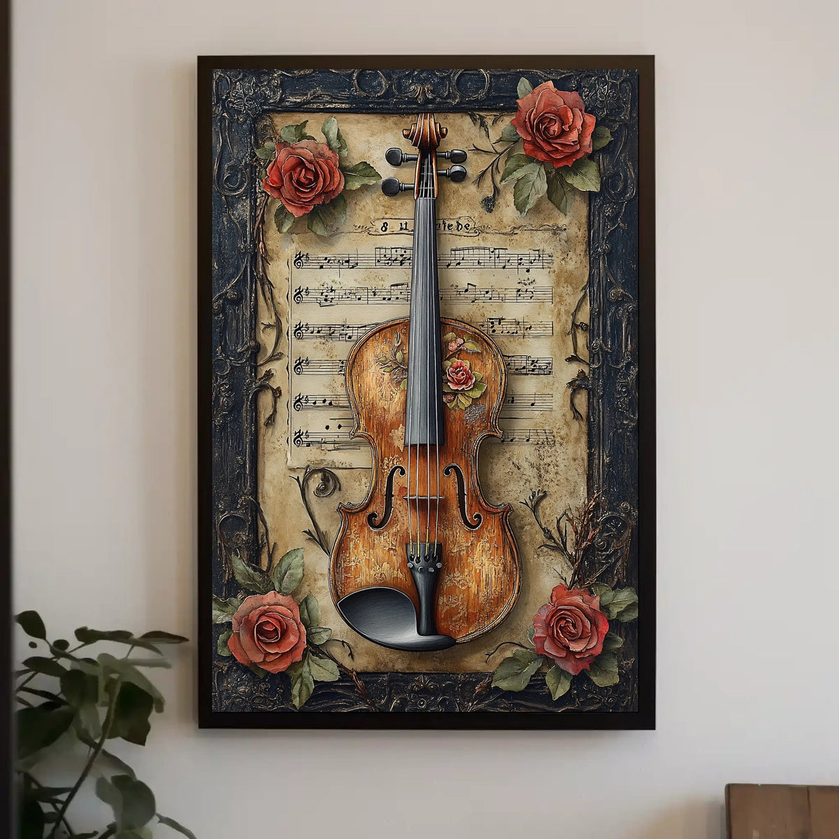 Vintage Violin and Roses Cultural or Heritage Poster