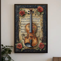 Vintage Violin and Roses Cultural or Heritage Poster