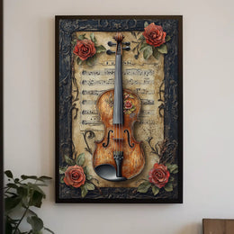 Vintage Violin and Roses Cultural or Heritage Poster