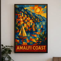 Amalfi Coast Vibrant Mosaic Poster Coastal Wall Art