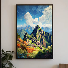 Machu Picchu Polygonal Art Adventure Cultural or Heritage Poster
