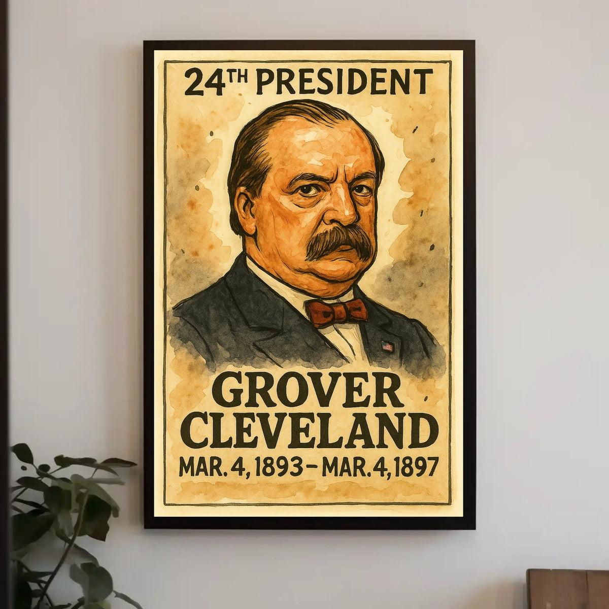 Grover Cleveland Portrait Vintage Historical or Presidential Poster