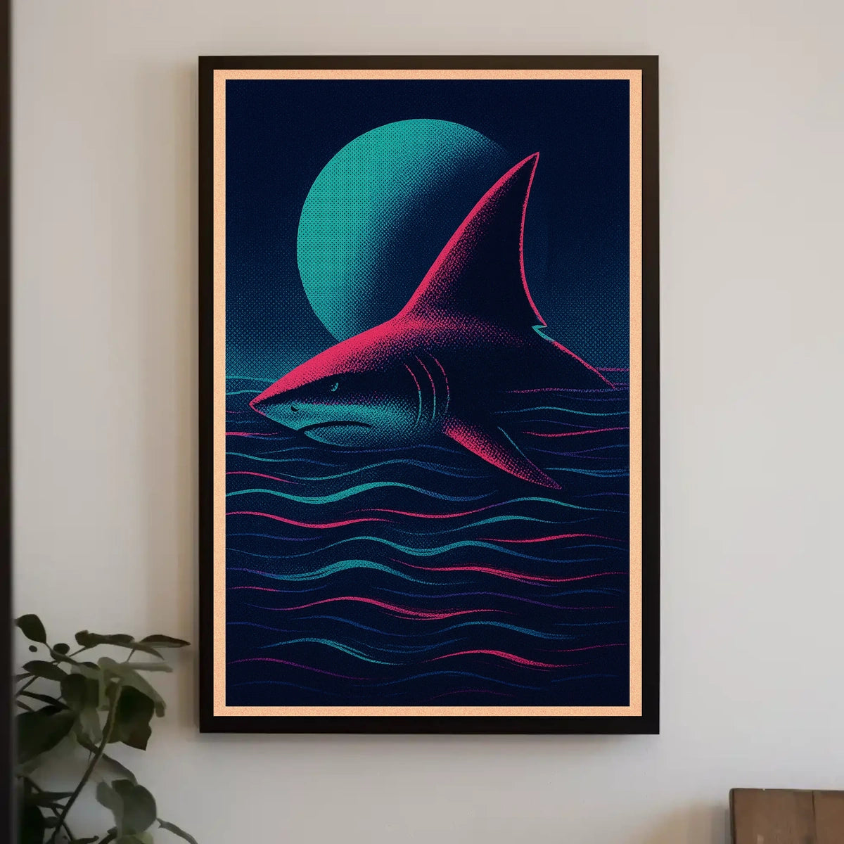 Moonlit Shark Poster