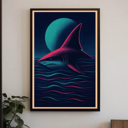 Moonlit Shark Poster