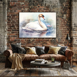 Tranquil Swan in Watercolor Poster PosterGoat