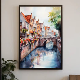 Belgium Bruges Canal and Old Town Poster