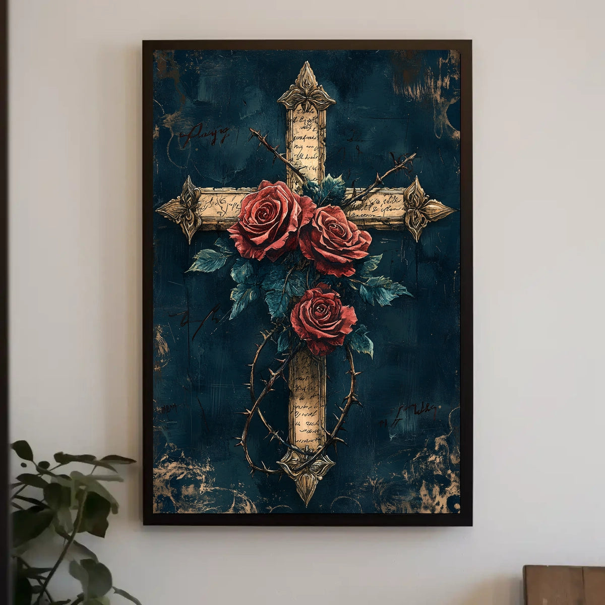 Cross with Roses Artistic Abstract or Pop Culture Poster