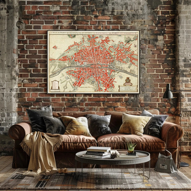Vintage Map of Paris Wall Mural. Plattegrond van Parijs (ca. 1721–1774)