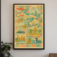 Michigan Upper Peninsula Abstract Typography Art Poster