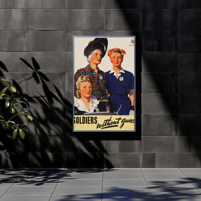 Women Workers Soldiers Without Guns Vintage War Propaganda Poster