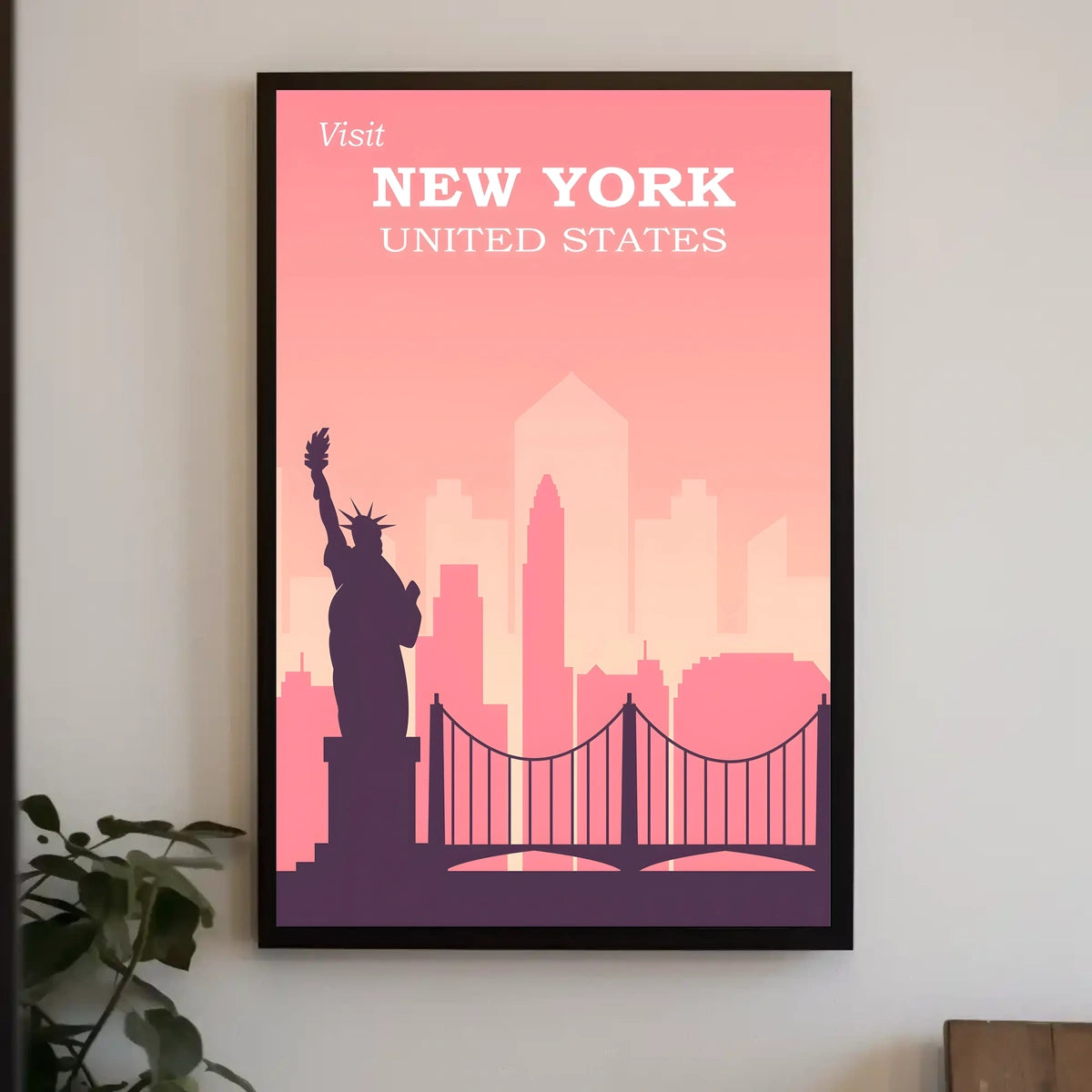 New York City Landmarks Travel Poster Modern Wall Art