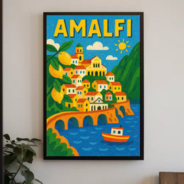 Whimsical Amalfi Poster Museum Quality For Coastal Homes