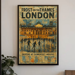 Frost On The Thames Skaters At Poster