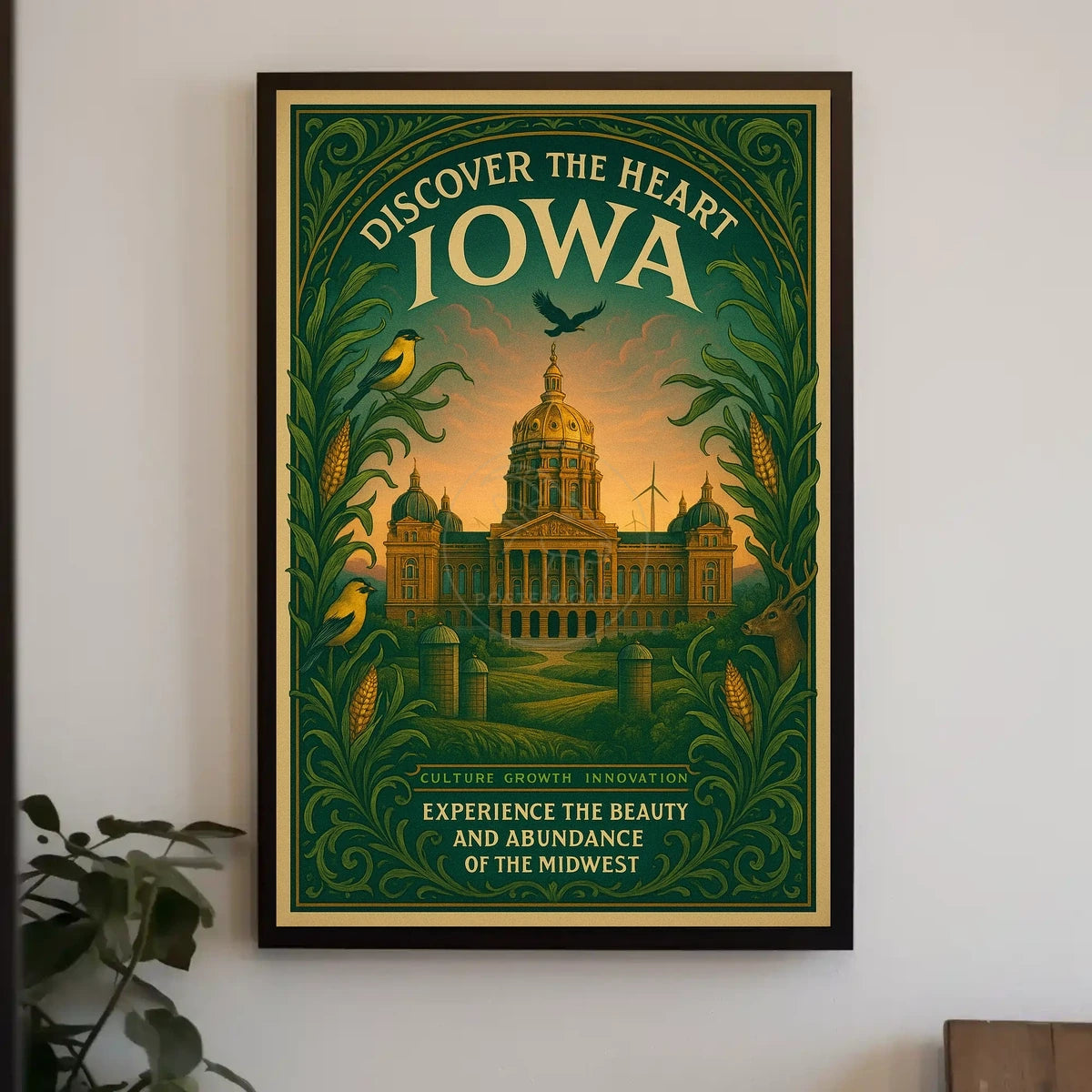 Vintage Iowa Travel Poster: Cultural and Agricultural Richness