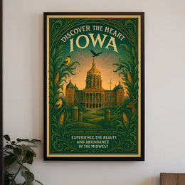 Vintage Iowa Travel Poster: Cultural and Agricultural Richness