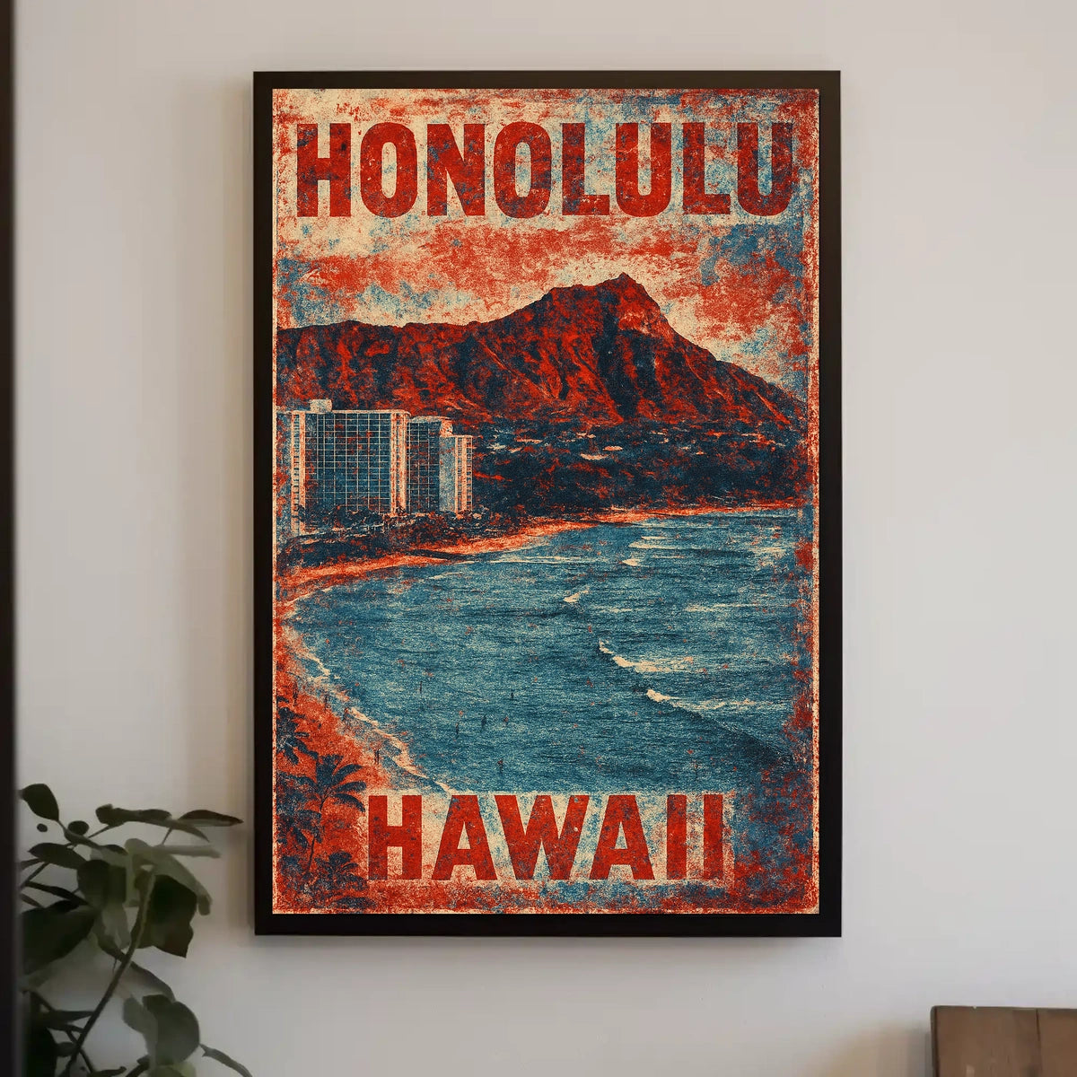 Honolulu Vintage Travel Nostalgia Seekers Art Deco Poster