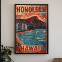 Honolulu Vintage Travel Nostalgia Seekers Art Deco Poster