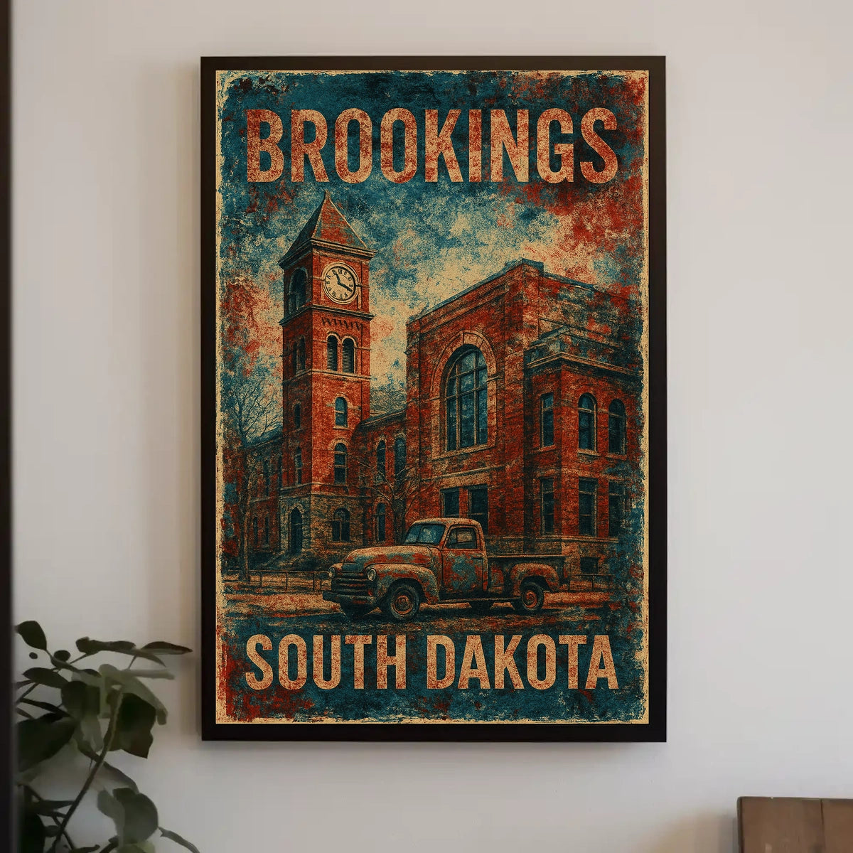 Brookings South Dakota Vintage Charm Cityscape Travel Decor Prairie Vibes Poster