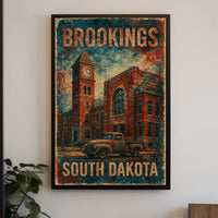 Brookings South Dakota Vintage Charm Cityscape Travel Decor Prairie Vibes Poster