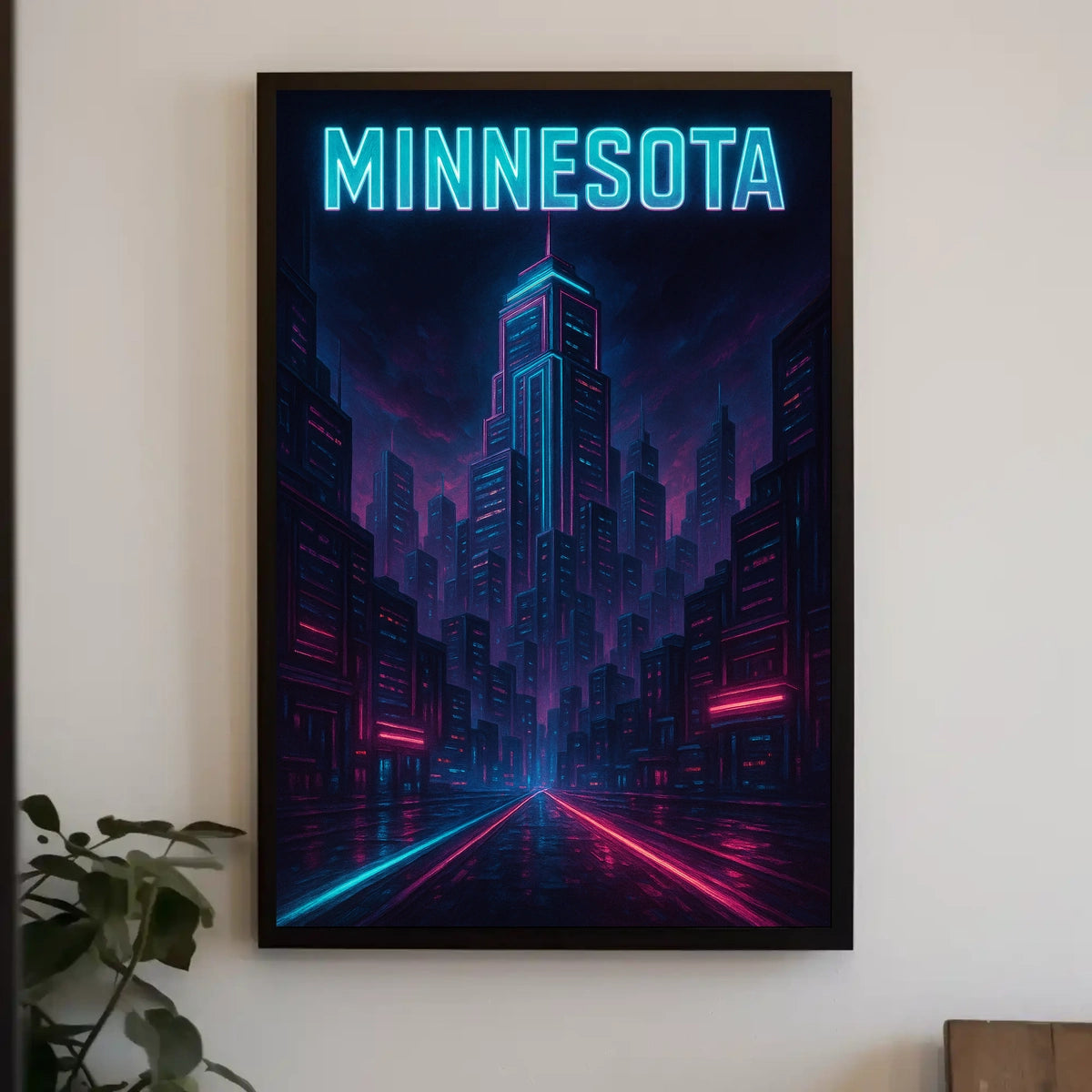 Neon Minnesota Skyline Poster