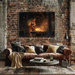 Blacksmith Craftsmanship in Historical Forge Art Poster