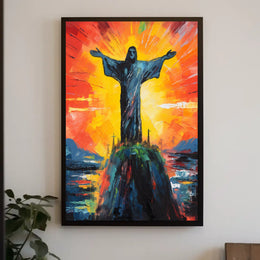 Vibrant Abstract Christ Statue Art: Abstract or Artistic Poster