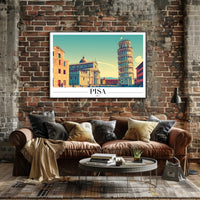 Pisa Italy Landscape Art Print Travel Poster
