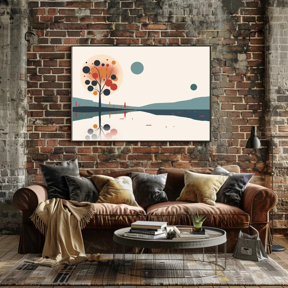 Reflective Autumn Landscape Minimalist Art Poster