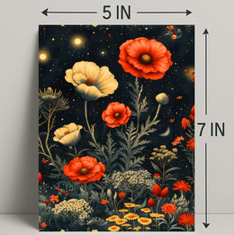 Floral Nightscape: Enchanted Poppies Fantasy or Mythology Poster
