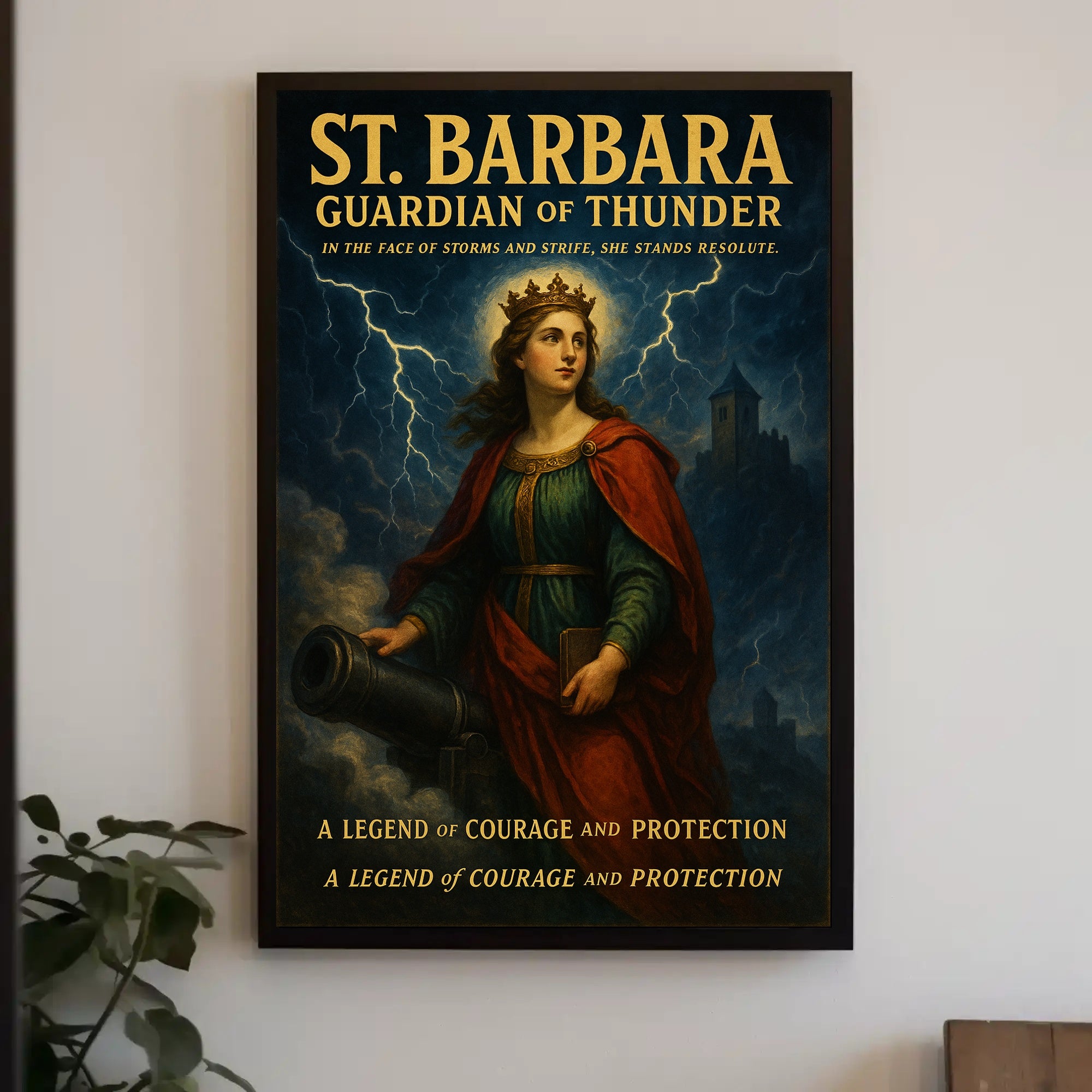 St Barbara Guardian of Thunder Poster Vintage Religious