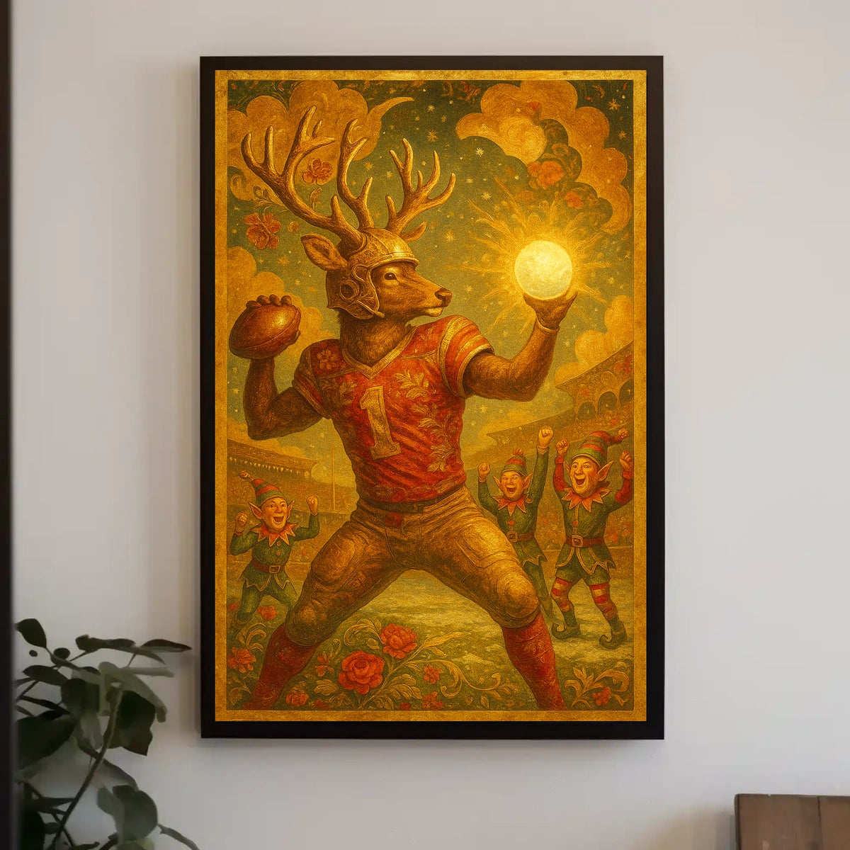 Mystical Deer Football Fantasy Art Poster