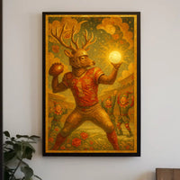 Mystical Deer Football Fantasy Art Poster