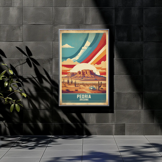 Peoria Arizona Desert Drive Vintage Travel Poster