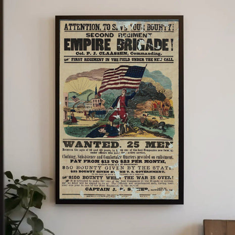Vintage American Civil War Recruitment Military Recruitment Poster