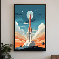 Rocket Launch Adventure: Vintage Space or Astronomy Poster